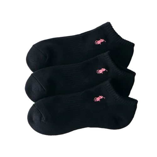 【3足セット】POLO RALPH LAUREN レディース 足底パイル ワンポイント スニーカーソックス 93246912 23-25cm 01.ブラック×3