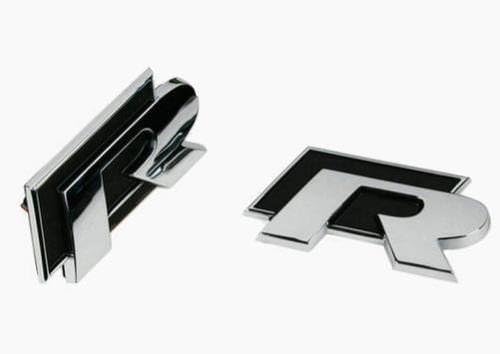 Carbon Genetics Black Chrome VW R Line Front And Rear Emblem Badge Stick On Set Golf GTI Rline