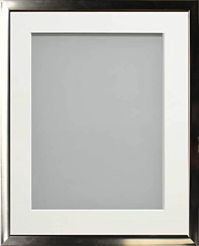 Frame Company Drayton Range Chrome Effect Photo Frame with Off-White Mount, 8x8 for image size 6x6 inch