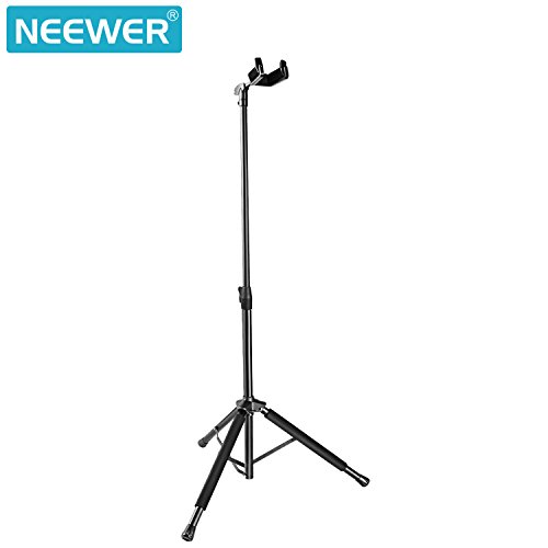 Neewer Tripod Guitar Stand Durable Metal Construction with Adjustable Height 24.4-43.3 inches/62-110 centimeters, Loads up to 33 pounds/15 kilograms for Electric, Acoustic, and Bass Guitars (Black)