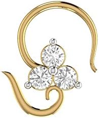 Silver Star Gems Jewellery 14k Yellow Gold Plated Cubic Zirconia Women's Nose Ring 925 Sterling Silver