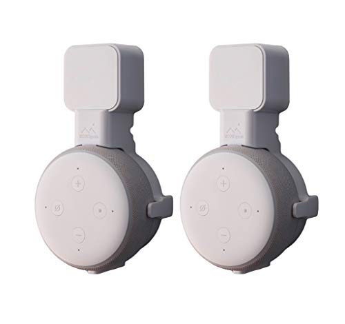The Dot Genie | Amazon Echo Dot 3rd Gen Wall Mount | The Original Outlet Hanger | No Muffled Sound | Exposed Speaker Grill, Mics, and Lights | Designed in USA (White, 2-Pack)