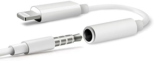 Lightning Adapter, Lightning Connector to 3.5mm Headphone Earphone Extender Jack Adapter Convenient and Suitablefor iPhone 6/6s/7/7 Plus and More - White