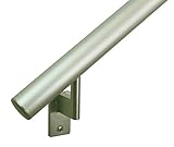 7 ft. Handrail - Complete Kit. Champagne Anodized Aluminum with 4 Matte Nickel Wall Brackets and Endcaps - 1.6