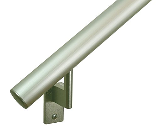 7ft. Handrail - Champagne Anodized Aluminum with 4 Matte Nickel Wall Brackets and Endcaps - 1.6