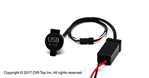 Cliff-Top 4.2 Amp Motorcycle Direct USB Hardwire Charger Cable
