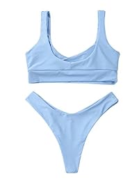 ZAFUL traje de baño de dos piezas para dama, traje de baño de color sólido