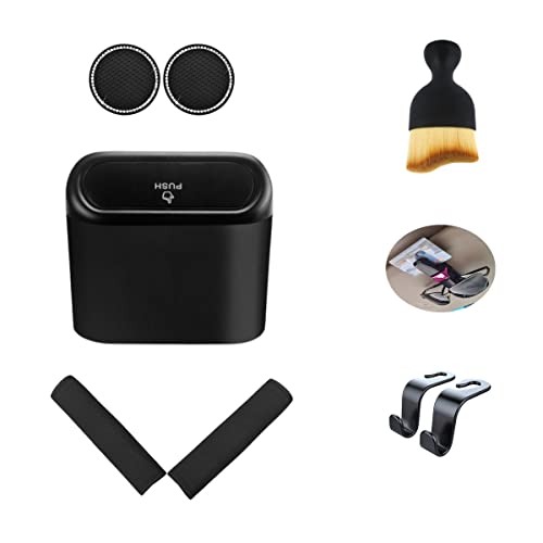 TUZIJIXG car accessories interior，8-piece set Containscar car trash can，car coasters，sunglass holder for car，car detailing brushes，headrest hooks for car，seatbelt covers，is car essentials