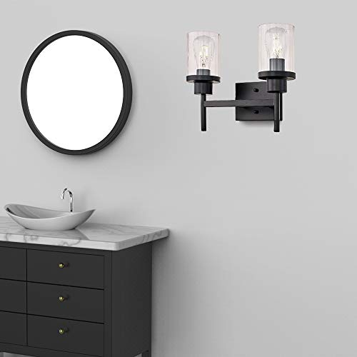 YAOHONG Modern Bathroom Vanity Light in Black ,2Light Wall Sconce