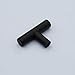 Home Accessories Factory 5 Pack - Upgrade Single Hole Flat Black Cabinet Knobs 2in 50mm Length, Euro T Style Drawer Pulls Stainless Steel Kitchen Furniture Hardware Round Tube Cupboard Door Handles