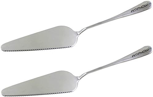 Cake Shovel - AMPHOW Stainless Steel Pizza Baked Shovel Blade Knife Novice Cheese Knife with Cleaning Brush,Set of 2, Silver