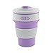 SuperShop Silicone Collapsible Travel Cup for Outdoor Camping and Hiking Foldable Food-grade Silicone Lightweight Collapsible Coffee Cup with Lid (Purple)