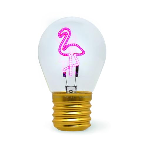 - Lámpara de Mesa en Forma de Bombilla, recargable con Cable USB, inalámbrica, Ficción de Bombilla, Tema Flamingo, 6,8 x 10,3 cm