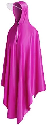 Long Rain Poncho, Reusable Raincoat For Men Women With Hood, One Size Fits All(Plum)