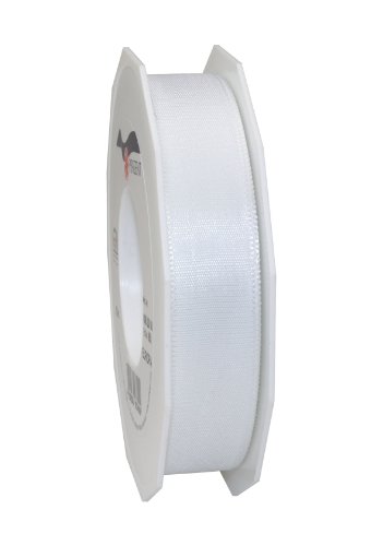 PRAESENT - Europa Taffeta Ribbon White 25 mm width, 50 m length