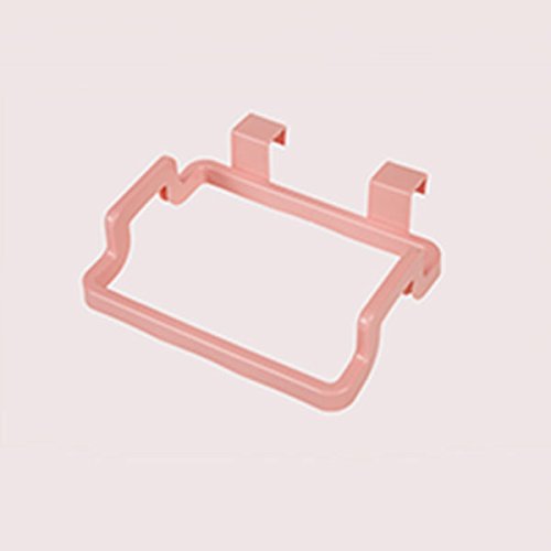 TOPmountain Trash Hanging Garbage Bag Holder Rack for Kitchen Cupboard pink