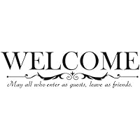 cvccatg Welcome Enter As Guests Wall Stickers Vinyl Quote Wall Sticker Decor Inspirational Wall Decals Living Room Home Decor 59X14Cm