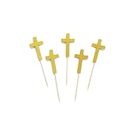 Rose Gold/Gold Glitter Cross Cupcake Topper for Cake Decoration (Gold)