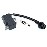 Ignition Coil Module with Spark Plug CMR6H for Stihl FS40 FS50 FS56 HT56C FC56C FC56 KM56C-E KM56RC-E KM56RC-E-Z Brushcutter Edger Pole Pruner PN 4144 400 1303 4144 400 1302 0000 400 7011