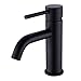 TRUSTMI Matte Black Bathroom Faucet, Single Lever Single Hole Bathroom Sink Faucet, Brass