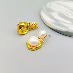Henai Retro Wind Natural Freshwater Pearl Earrings