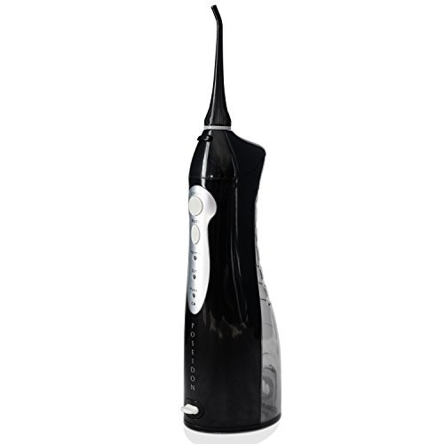 ToiletTree Products Oral Irrigator by Poseidon Portable and Cordless Water Flosser (w/Rechargeable Batteries, Black)