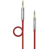 Anker 3.5mm Nylon Braided Auxiliary Audio Cable (4ft / 1.2m) Tangle-Free AUX Cable for Headphones, iPods, iPhones, iPads, Home / Car Stereos and More (Red)
