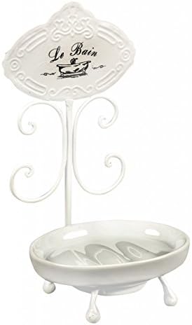 Interior Flair Shabby Chic French Antique Style White Black Metal Bath Room Soap Dish Holder