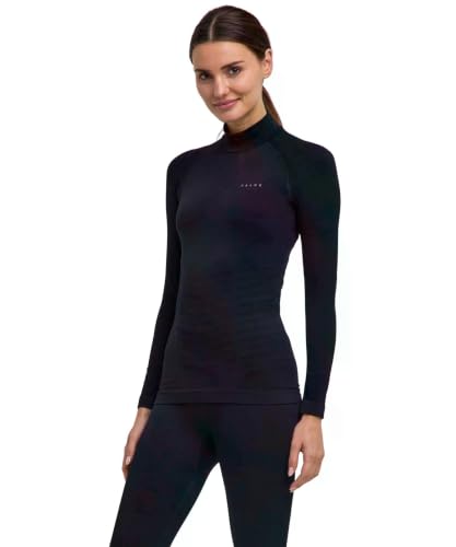 FALKE Women's Maximum Warm High Neck W L/s Sh Functional Yarn Quick Dry Base Layer Top 1 Piece, Black 3000, XS