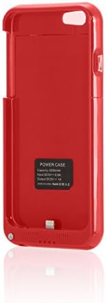 Mobilitivity® Slim Rechargeable Case with 4 LED Lights, Built-in Pop-out Kickstand Holder, 3200 mAh External Battery Backup for Iphone 6 (Red)