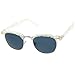 zeroUV Retro Transparent Daisy Floral Print Half-Frame Horn Rimmed Sunglasses 50mm