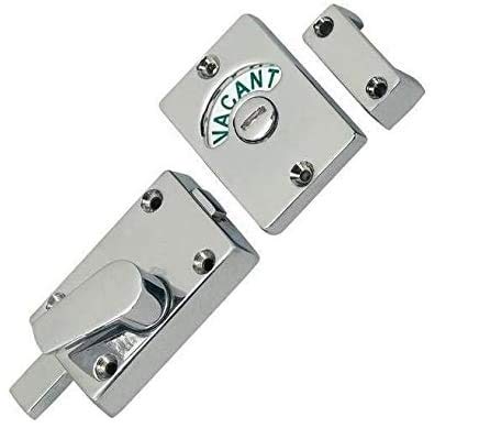 IRONZONE® Polished Chrome Bathroom Toilet Lock Door Indicator Bolt Vacant & Engaged with Keep and Fixing for Toilet Bathroom and Shower, Maintain Your Privacy