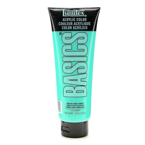 Liquitex Basics 4385660 Acrylic Paint, Mono-pigmented Artist Pigments, Lightfast, Medium Viscosity, Archive Quality, Silky Gloss Finish, 250 ml Tube, Aqua Green Bright — image 1