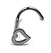 Kokkn 3 Pcs Heart Nose Studs Piercing Ornament Nose Ring Screw Stainless Steel Curved Nose Nails (Silver)