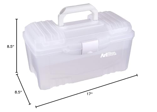 ArtBin 6918AH Twin Top 17 inch Supply Box, Portable Art & Craft Supply Organizer with Handle, [1] Plastic Storage Case, Translucent