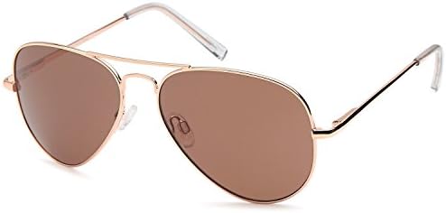 JETPAL Premium Classic Aviator UV400 Sunglasses w Flash Mirror Lenses - Choose From Adult or Kids Sizes (Adult Flex Arm Aviator, Polarized Brown Lens Gold Flex Arm Frame)
