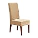 SureFit Stretch Pique Short Dining Room Chair Cover, Dining Chair Cover with Bottom Elastic for a Secure Fit, Removable & Machine Washable, Cream