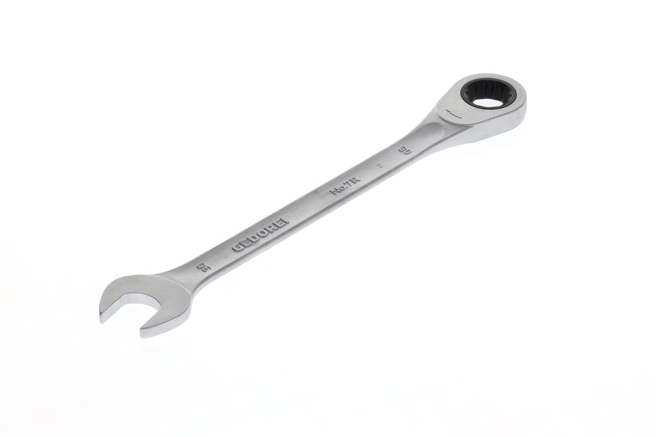 GEDORE Open-ended spanner with ring ratchet, AF 30 mm, Flat, Bi-hex, UD profile, Spanner, 7 R 30