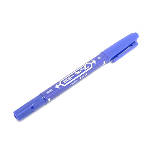 Tattoo Skin Scribe Pen Dual-Tip Marker Piercing Marking Surgical Tattooing (5 Pack, Blue)