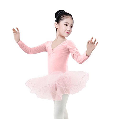 Tiean New Toddler Girls Gauze Leotards Tops Bodysuit Dancewear Dress Clothes Girls Outfits (24 Month, Pink) - Thumbnail 2