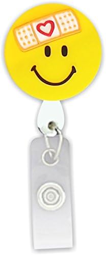 Kelli's shop 3D Rubber Retractable Badge Holder- Bandage Smiley