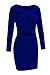 VOGRACE Women's Long Sleeve Cut Out Bandage Bodycon Party Clubwear Mini Dress M Blue