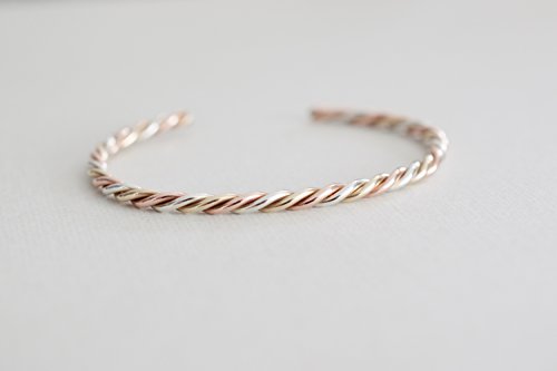 Mixed Metals Bracelet - Sterling Copper Brass Twisted Cuff