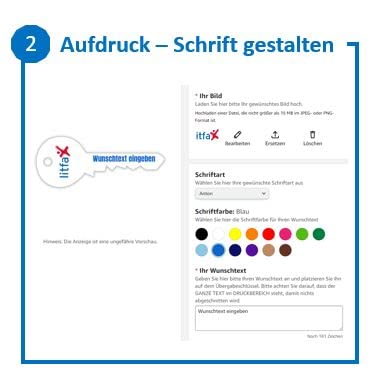 Übergabeschlüssel, symbolischer eckiger Zylinderschlüssel, auf 3 mm stabiler Hohlkammerplatte weiß, personalisiert mit Logo und Text bedruckt 4