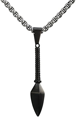 Japan Ninja Weapons Props Black Kunai Stainless Steel Pendant Necklace + Rolo Chain