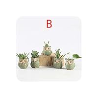 w-boll Vase 5Pcs Quality Cute Small Owl Shaped Flower Pots Ceramic Mini Succulents Pots Creative Home/Garden/Office Decoration Flower Vases,FlowerpotOwl-5PCS-B