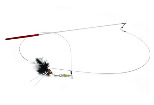 Cat Toy Wand with KatFly Bug - Black