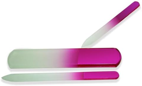 Manicure/Pedicure Dual-Sided Crystal Glass Nails 3pc File Set- Pink