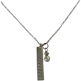 Freedom Necklace, Handstamped Bar Necklace, comes on an 18 inch stainless steel link chain with a glass pearl dangle, Quote Necklace, Phrase