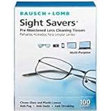 Bausch & Lomb Sight Savers Pre-moistened Lens Cleaning Tissues, Large (Pack of 2-100 Count)